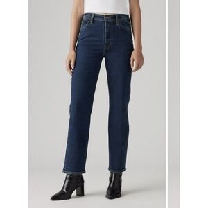 Levi's 25x27 Ribcage Riveted‎ High Waist Ankle Straight Leg Jeans Dark Wash